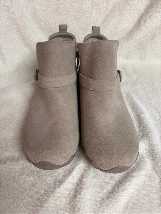 Skechers Taupe Suede Slip-On Ankle Boot with Buckle - Picture 5 of 12
